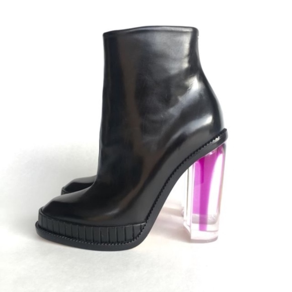 Margiela Black Ankle Boots Purple Lucite Heel